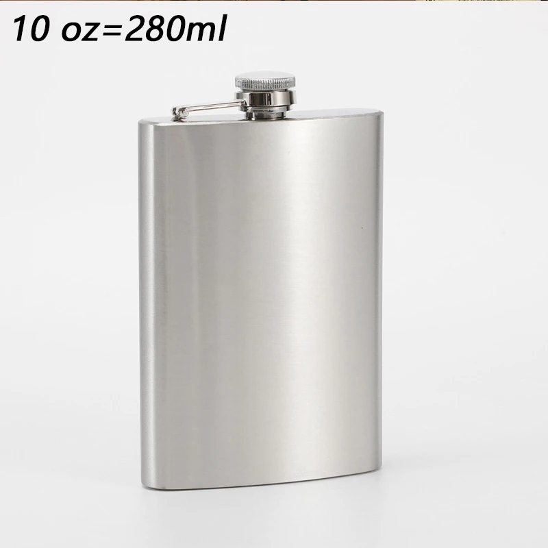 Sleek Stainless Steel Hip Flask - 10oz Portable Alcohol Bottle with Screw Cap