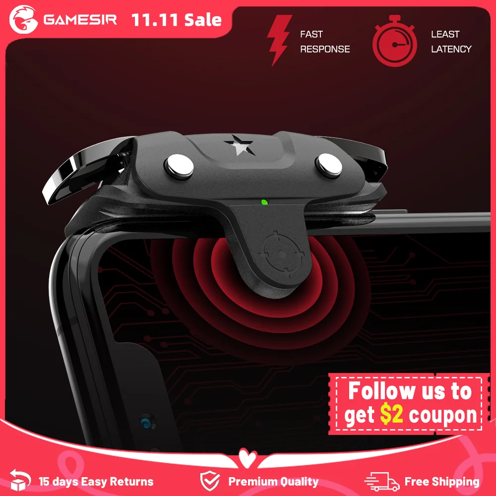 GameSir F5 Falcon Mini Mobile Game Trigger PUBG Button Triggers Plug and Play Gamepad for Android Phone iPhone Joystick