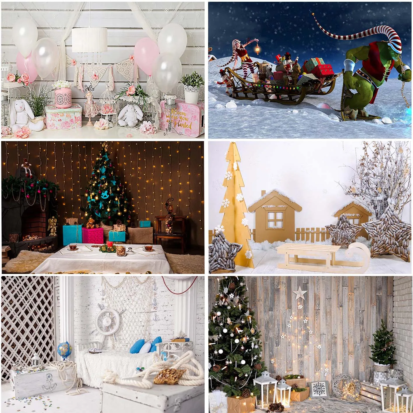 

Christmas Backdrops Photography Happy New Year Home Decoration Newborn Children Portrait Wooden Xmas Trees Gifts Backgrounds