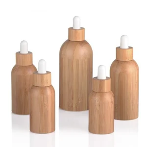 2pcs Wholesale Eco-friendly 5ml 15ml 30ml 50ml 100ml hair body bamboo glass essential oil dispenser bottle with bamboo dropper