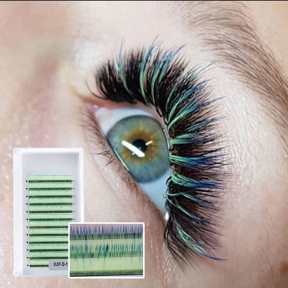 

Individual Ombre Colored Mix Color Faux Mink Lashes Gradient Color Eyelash Extension Soft Fake Eyelashes for Makeup tools