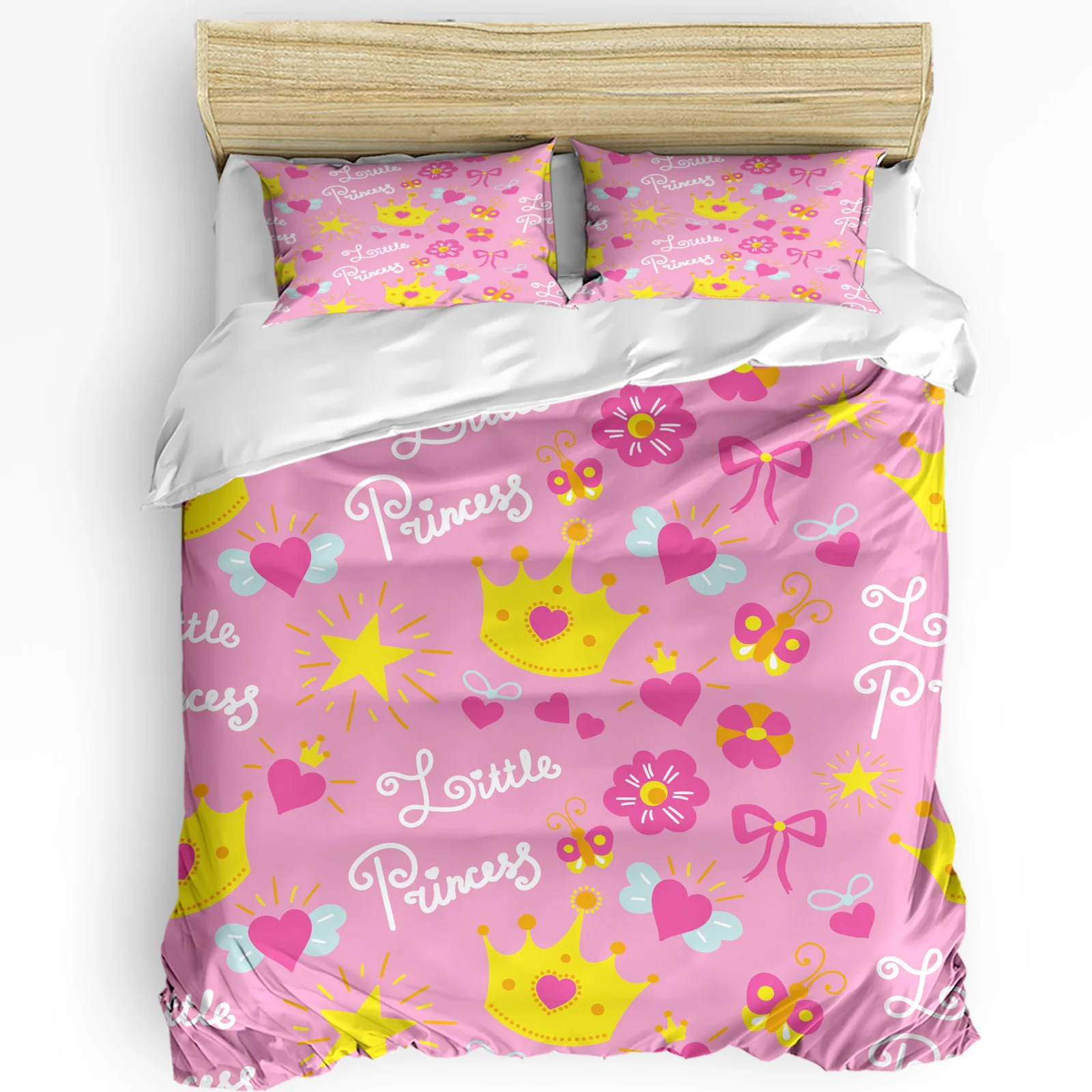 

Crown Princess Flower Love Duvet Cover Bed Bedding Set Home Textile Quilt Cover Pillowcases Bedroom Double Bedding Set No Sheet