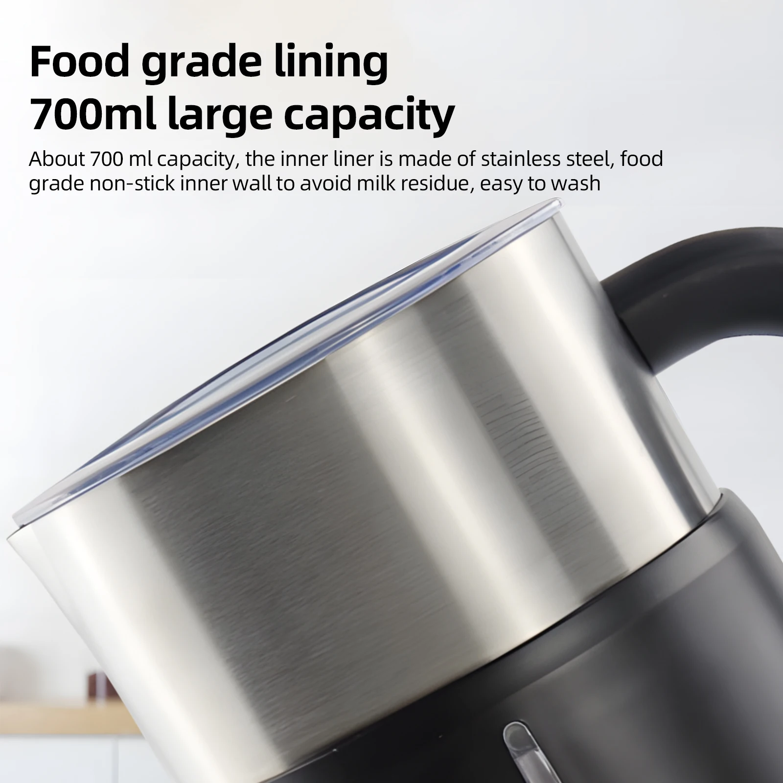 5in1 Electric Milk Frother Hot Cold Foam Maker Milk Warmer for Latte Cappuccinos Hot Chocolate 500W Non-Slip Coffee Frother 3