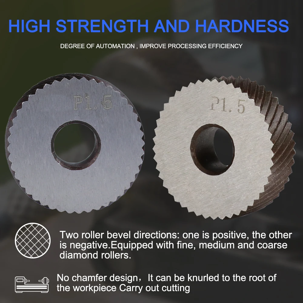 XCAN Diagonal Coarse Knurling Wheel Metal Lathe 2pcs 1.5mm Lathe Wheel Knurling Tools knurling tool set