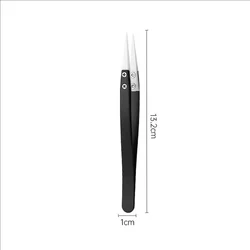 Ceramic Tipped Stainless Steel Heat - Resistant Precision Tweezers - Black (Black)