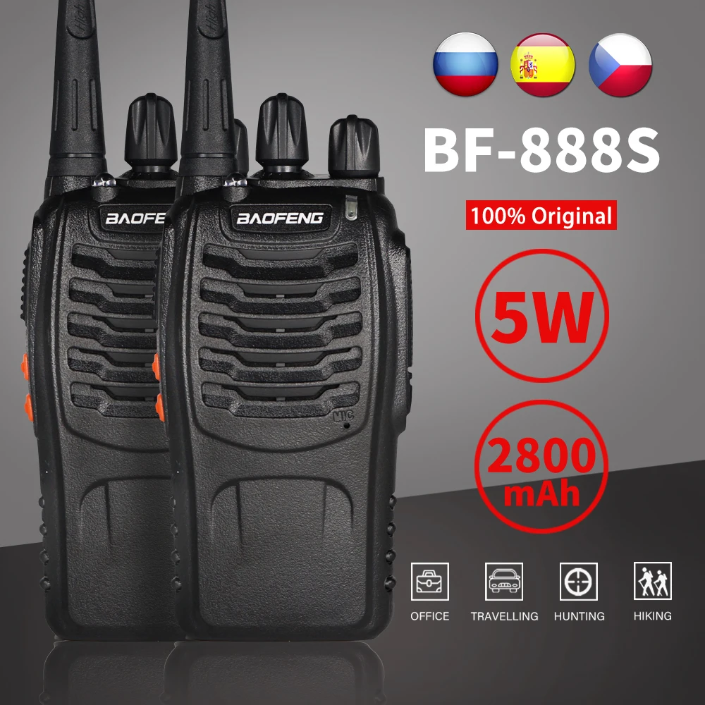 Pack De 2 Walkie-talkies Baofeng BF-888S - Radio UHF 5W, 16 Canales, CTCSS/DCS, Alcance Hasta 8 Km