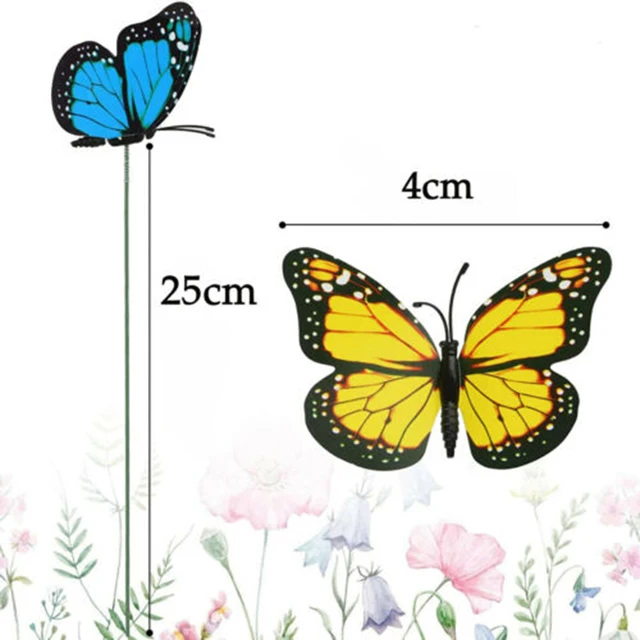 100Db Otthoni Pillangók Kerti Dekoráció, Amely Alkalmas Kültéri Udvarra Pázsitparti Diy Tündér Dekorációs Eszközök - Image 6