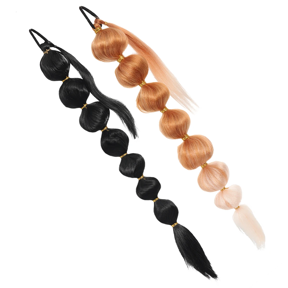 DUTRIEUX Synthetic Lantern Bubble Ponytail Surrounds African Women's Ponytail Gold Thread Hair Accessories Hair Extension