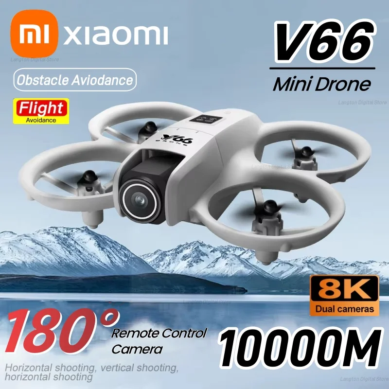 Xiaomi V66 Mini RC Aerial Drone 8K Wide Angle HD Camera Foldable Obstacle Avoidance Helicopter Toy