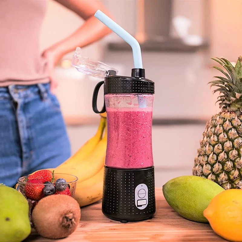 2024 Portable Rechargeable Fruit Blender with Straw 380ml Juicer
