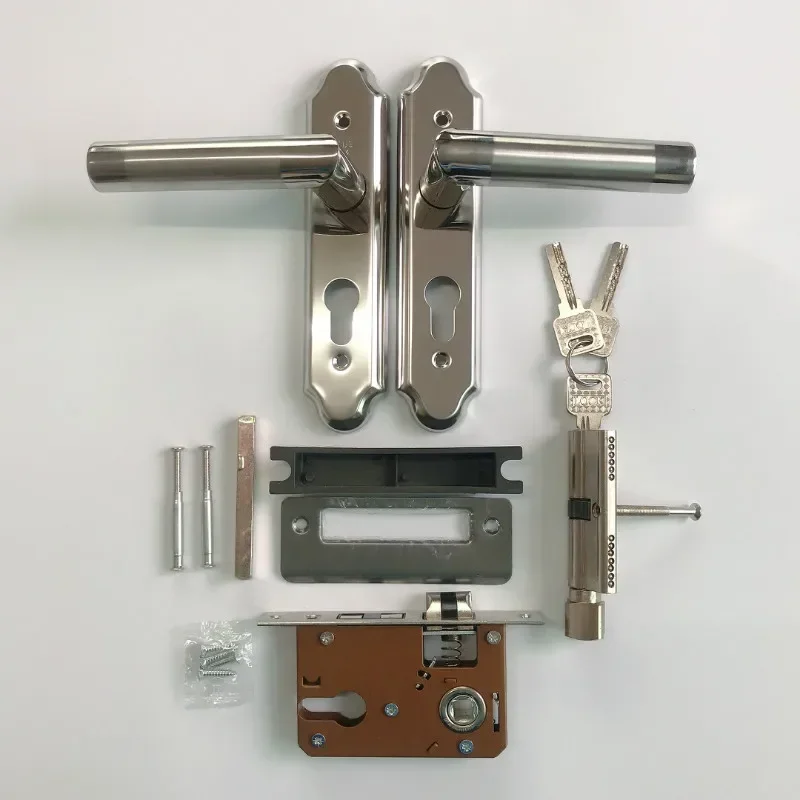 StainlessSteelIndoorWoodenDoorLockBathroomDoorLockHandle110