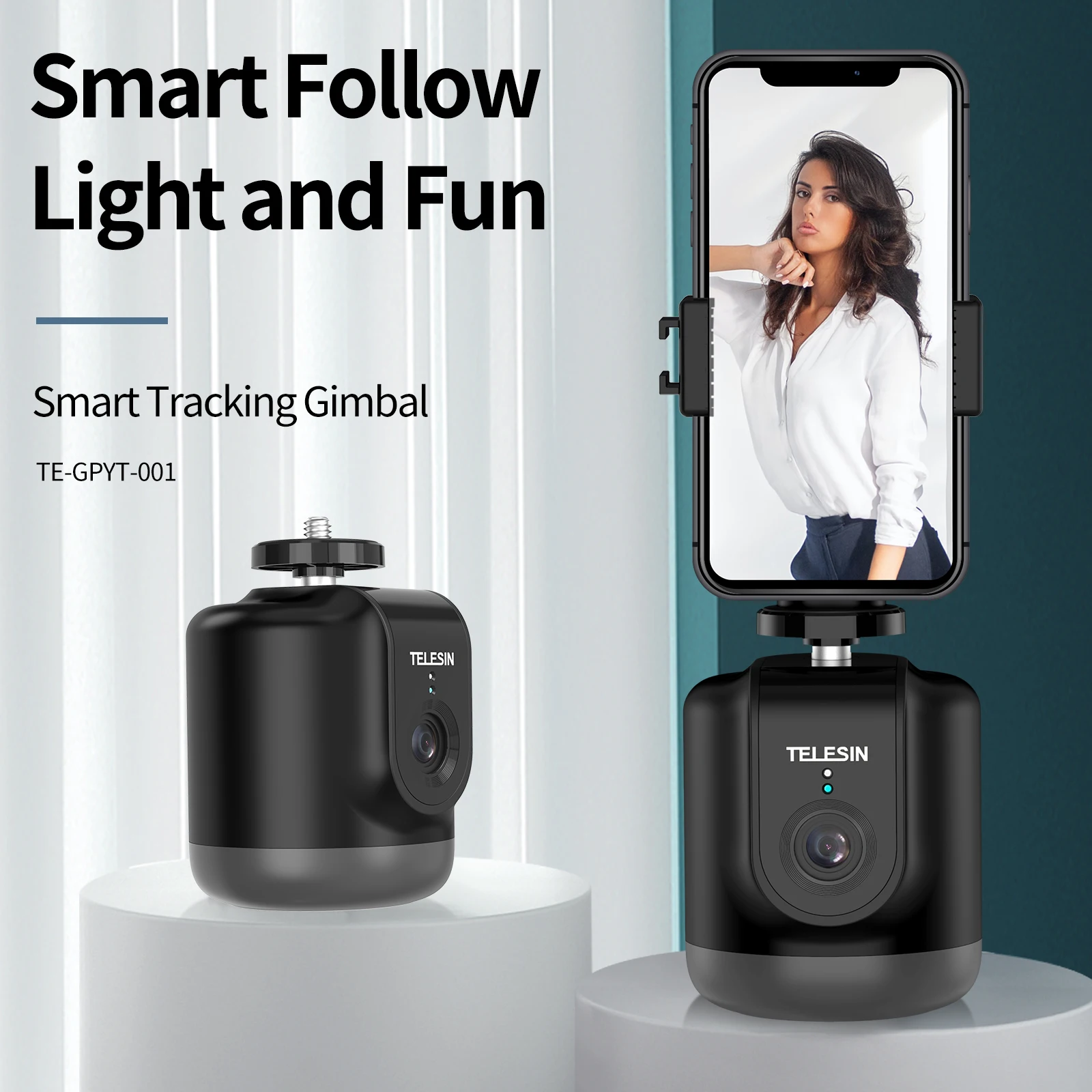 TELESIN AI Smart Shooting Gimbal Selfie 360&deg; Rotation Auto Face Tracking Holder Camera Phone Vlog For GoPro 12 DJI Osmo Action selfie stick tripod selfie stick mobile phone holder sports camera selfie stick cell phone selfie stick gimbal stabilizer smartphone selfie stick phone selfie tripod smartphone shooting holder