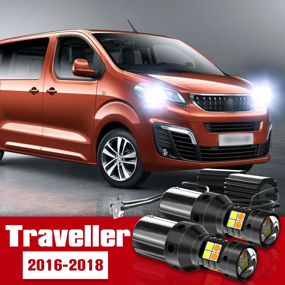 

2pcs LED Accessories Dual Mode Turn Signal+Daytime Running Light DRL For Peugeot Traveller 2016 2017 2018