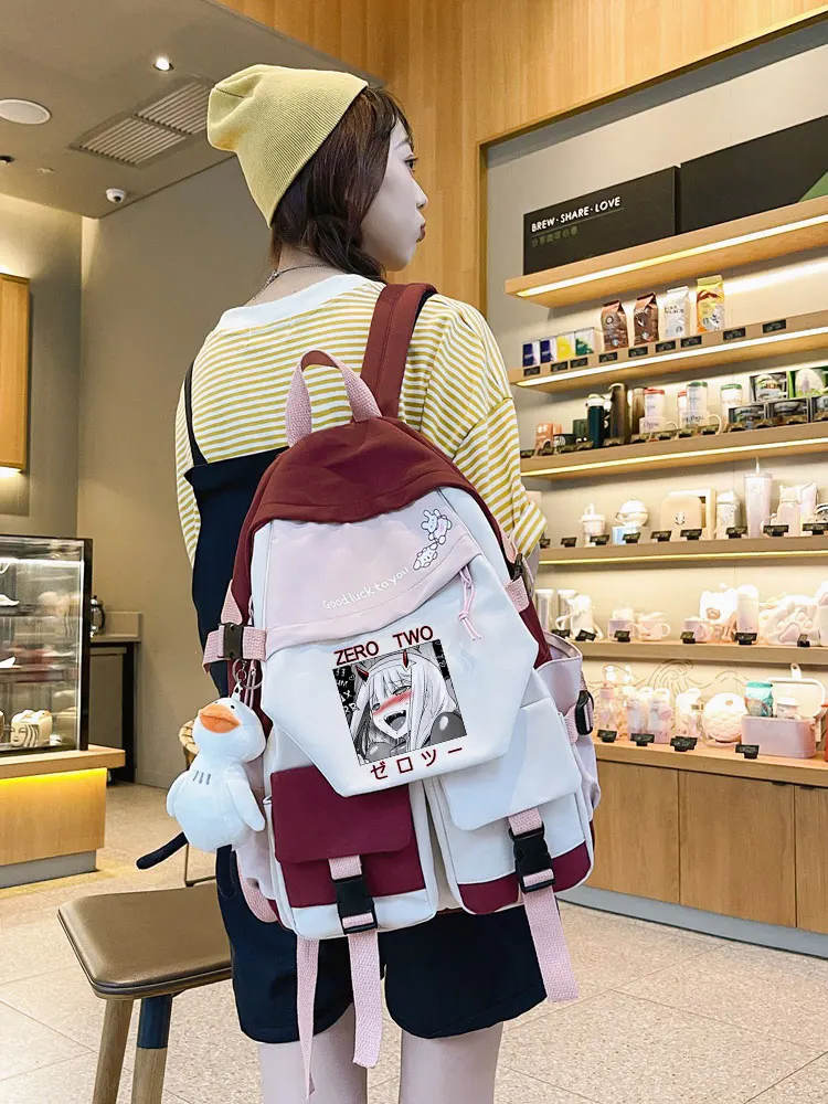 

Anime DARLING in the FRANXX Backpack For Students Zero Two 02 School Bag Children Big Size Shoulder Bag Schoolbag Gift