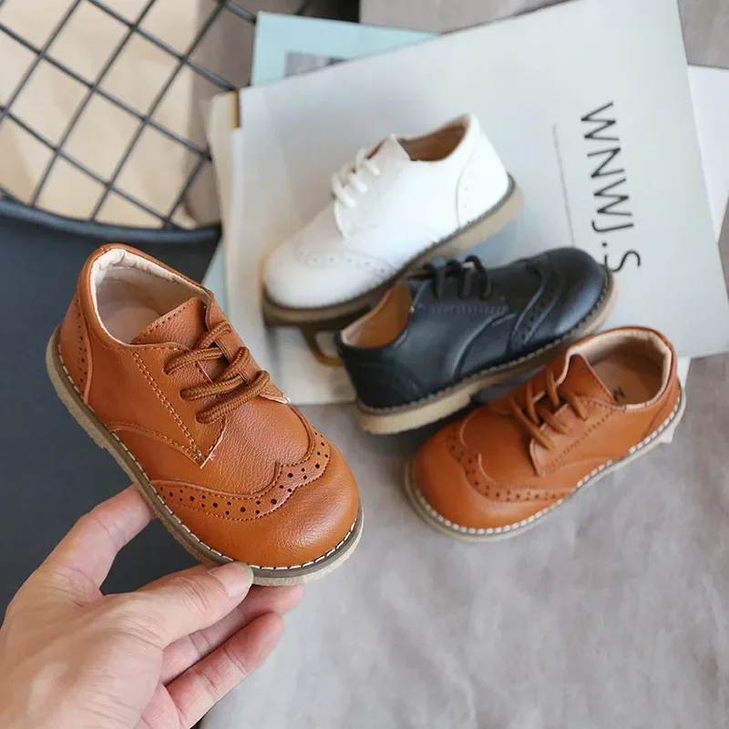 High Quality Children Leather Shoes Boys Sneakers Breathable Baby Toddler Shoes Flat Lace Up Leisure Boys Sneaker