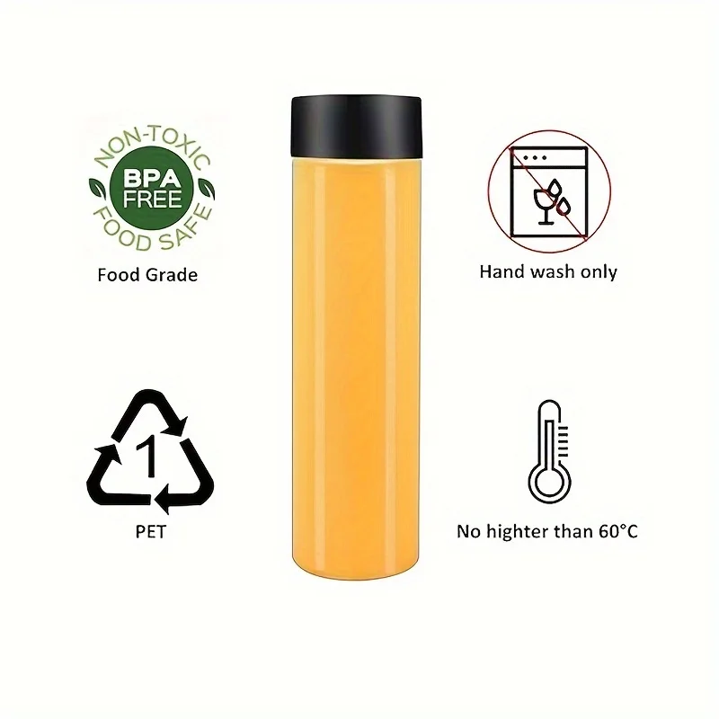 Portable Plastic Fruit Juice Bottle 12pcs Clear Bulk Container For Indoor/Outdoor Camping Drink For Fridge Bar Supplies