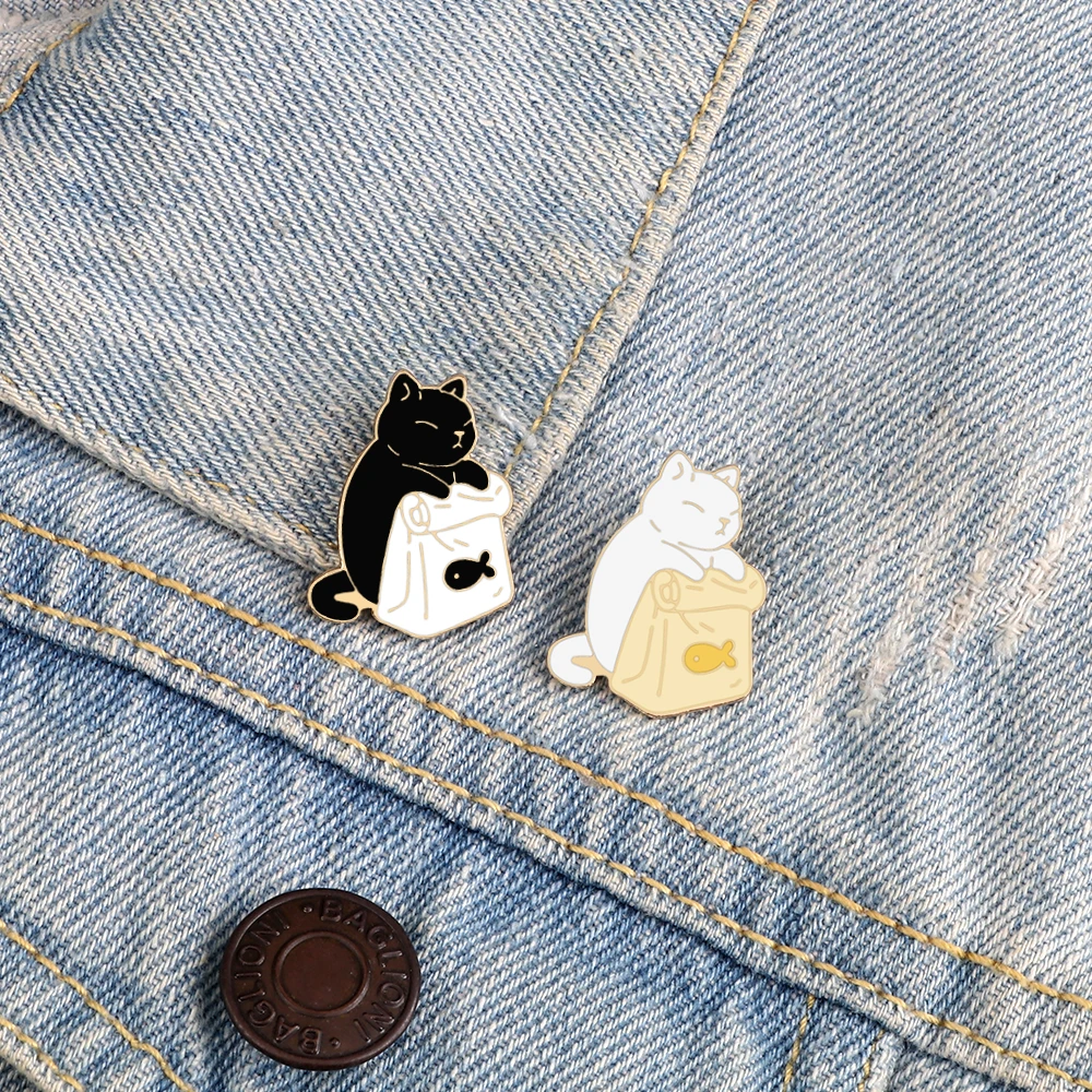 Enamel Pins Cartoon Cat Badges Shirt Lapel Brooches