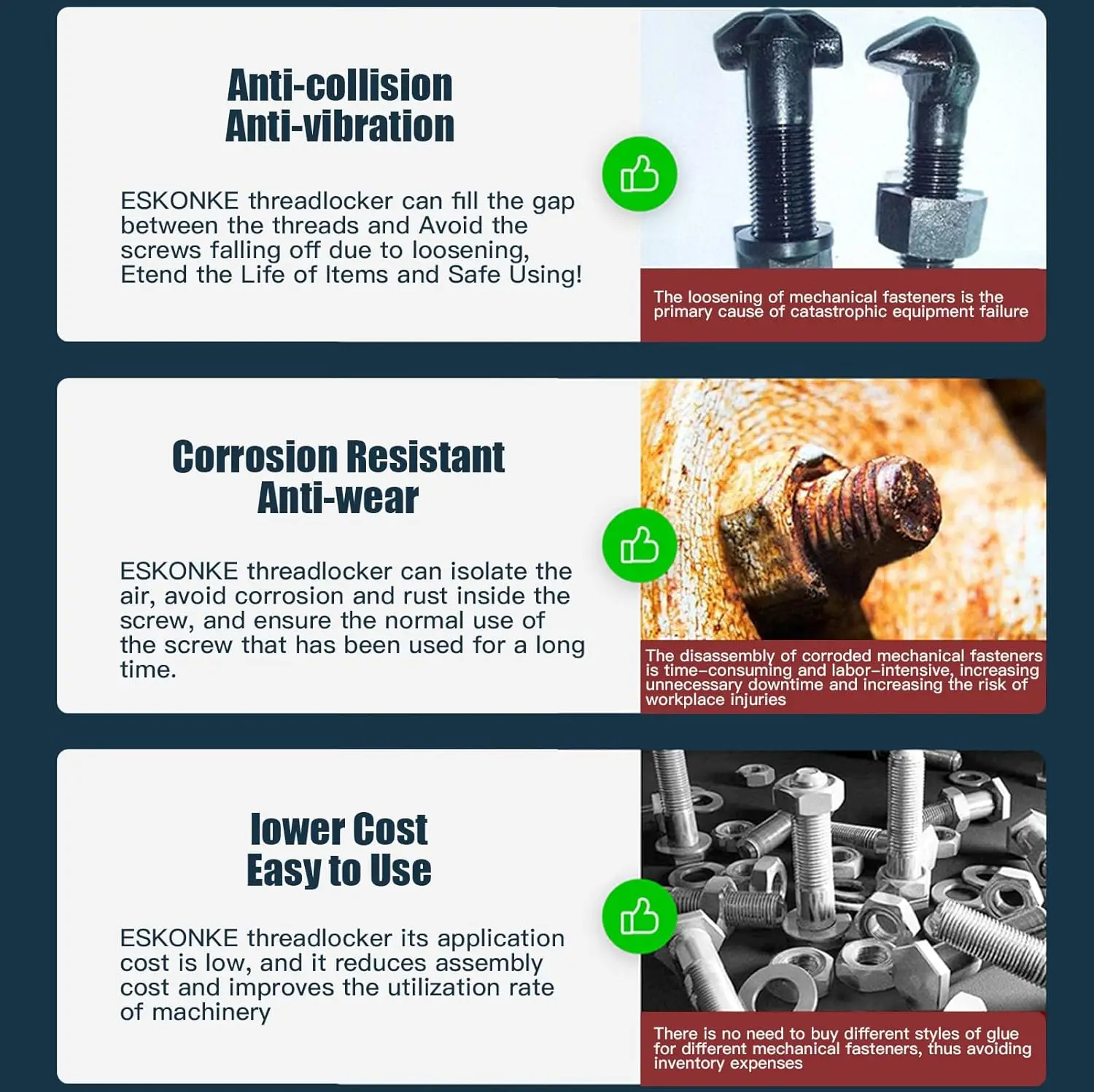 Automotive Anaerobic Screw Glue 10ml Value Pack-243 Medium + 271 High Strength Rust-Proof Corrosion-Resistant for Car