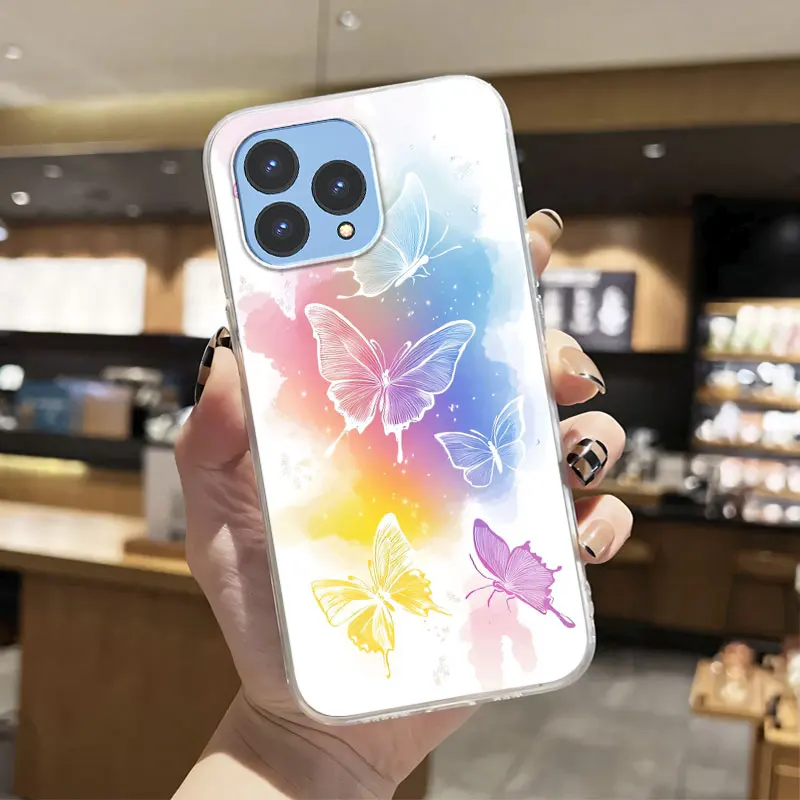 Luxury Transparent Shockproof Silicone Phone Case with Marble Flower Design