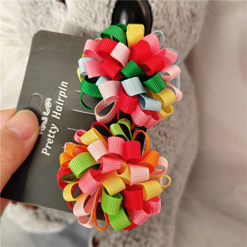 1Pc Del Nastro Floreale Clip Di Capelli Для Bолос Vintage Barrettes Spille Zas Para El Cabello Spille Arcobaleno Multicolore Accessori Per Capelli Per