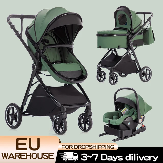 Poussette bébé luxueuse 3 en 1, portable, pliable, légère, pour nouveau-nés, convertible pour les voyages 1