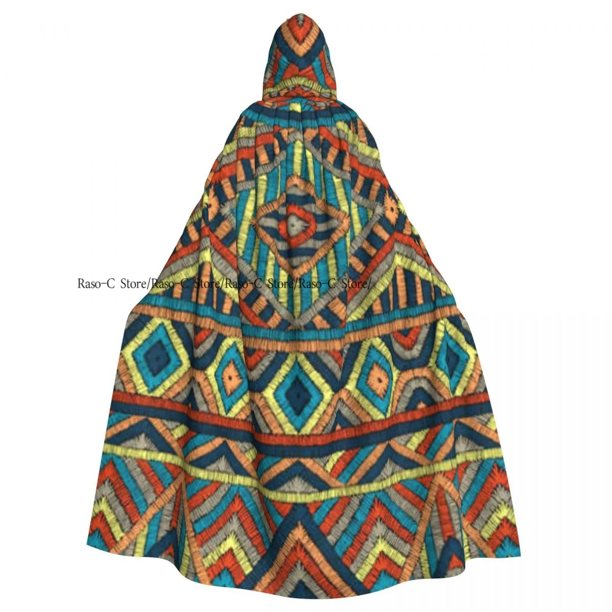 

Unisex Witch Party Reversible Hooded Adult Vampires Cape Cloak Geometric Colorful Ethnic Tribal Motifs