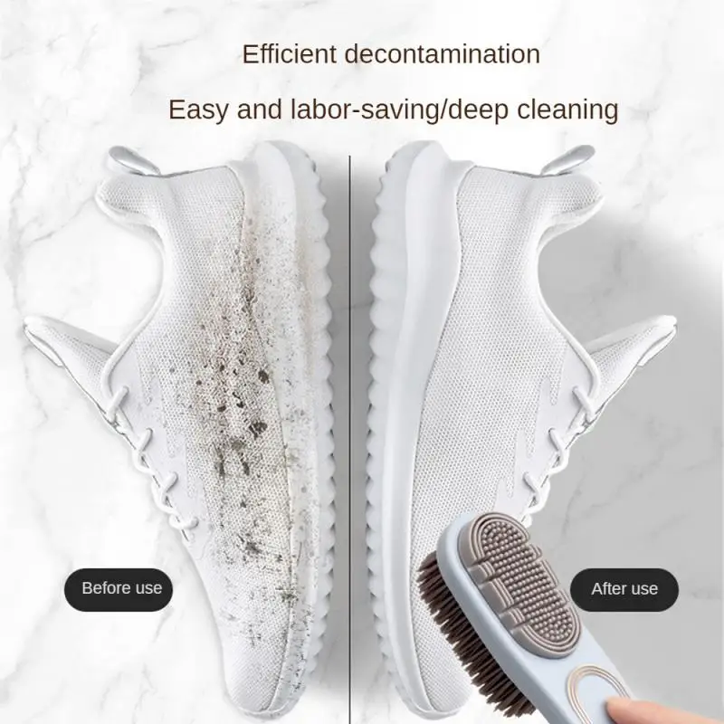 Double-Sided Shoe Brush with Clothe Brush Soft Cleaning Brush Silicone Brush Head Long Handle Brush Clothes Shoes Househo 4