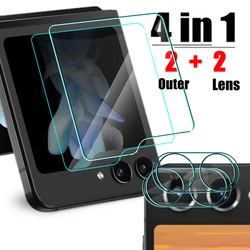 Premium Tempered Glass Outer Screen & Camera Lens Protector - Anti-Scratch Protective Film for Samsung Galaxy Z Flip Series (4 in 1 Films)