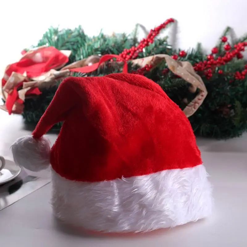 LED Christmas Hat Plush Santa Claus Hats With LED Lights Christmas Costume Accessories Plush Hat For New Year Party