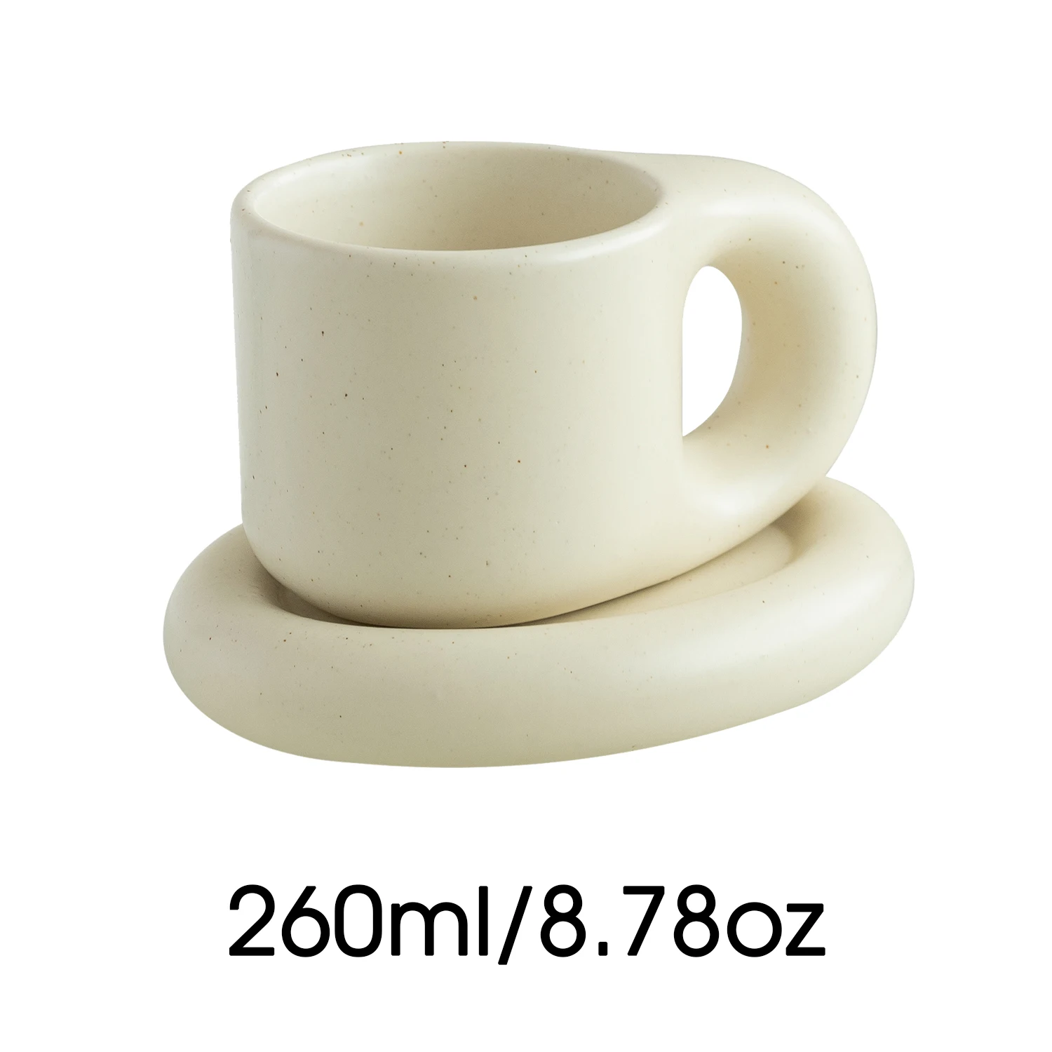WENSHUO Chubby Funny Coffee Mug, Novelty Cute Cup and Saucer, Matte Crème,  9 oz (Matte Crème)
