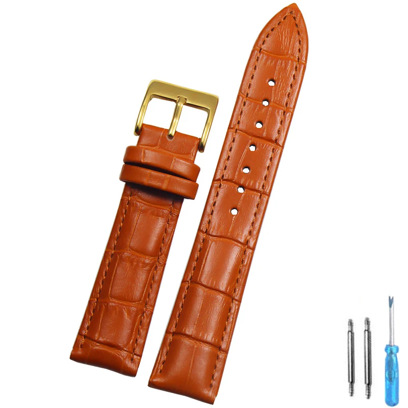 Elegant Calf Leather Watch Band - Unisex, Multiple Sizes, Classic Black & Brown