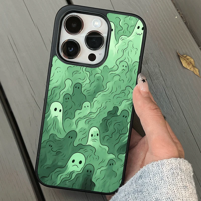 Green Ghost Black Edge Korean INS Style Cute Phone Case