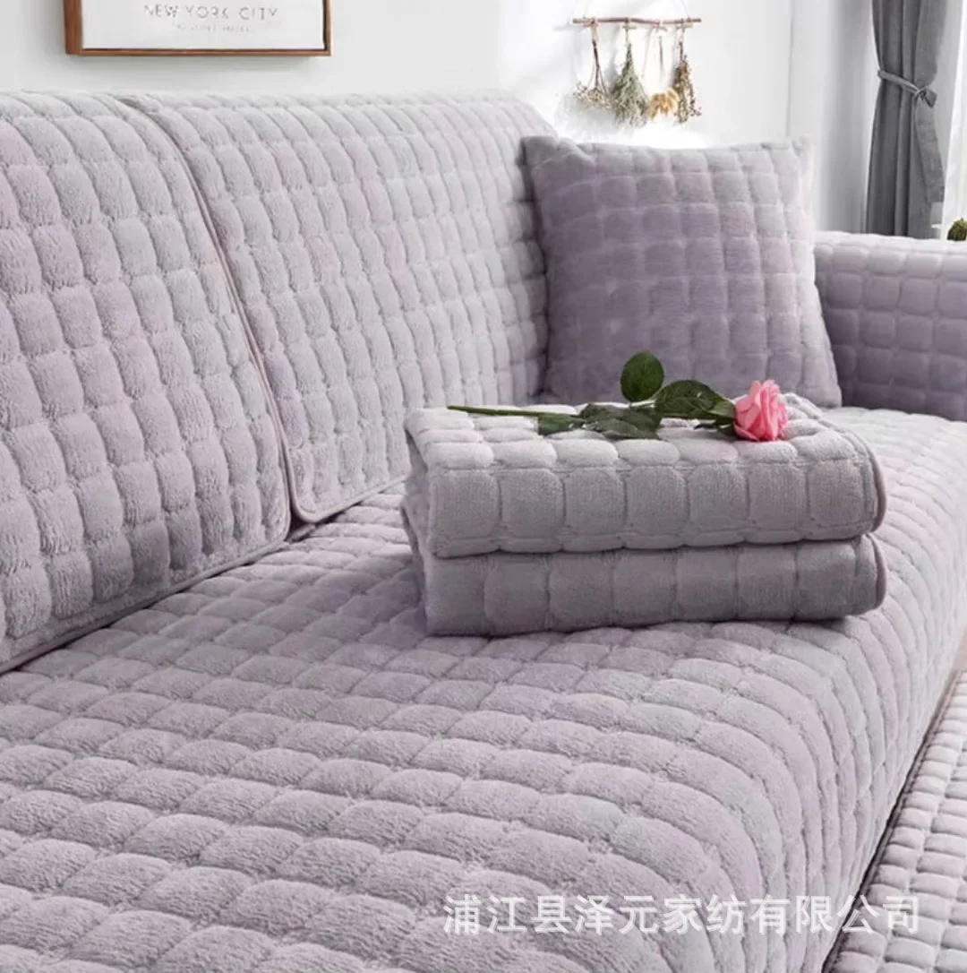 Thickened Plush Sofa Mat Winter Style Anti Slip Black Color Seat Cushion Leather Sofa Special Sofa Cushion Sofa Cover 3