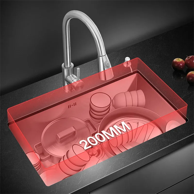 Stainless Steel Brushed Kitchen Sinks Handmade Single-slot Dish Washing Sink Built-in Dishwasher Household Kitchen Accessories y 5