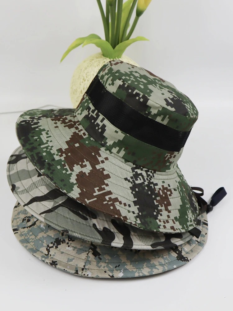 

Тактические камуфляжные Панамы для мужчин и женщин, летняя Солнцезащитная дышащая шляпа для кемпинга, рыбалки, походов, стиль милитари