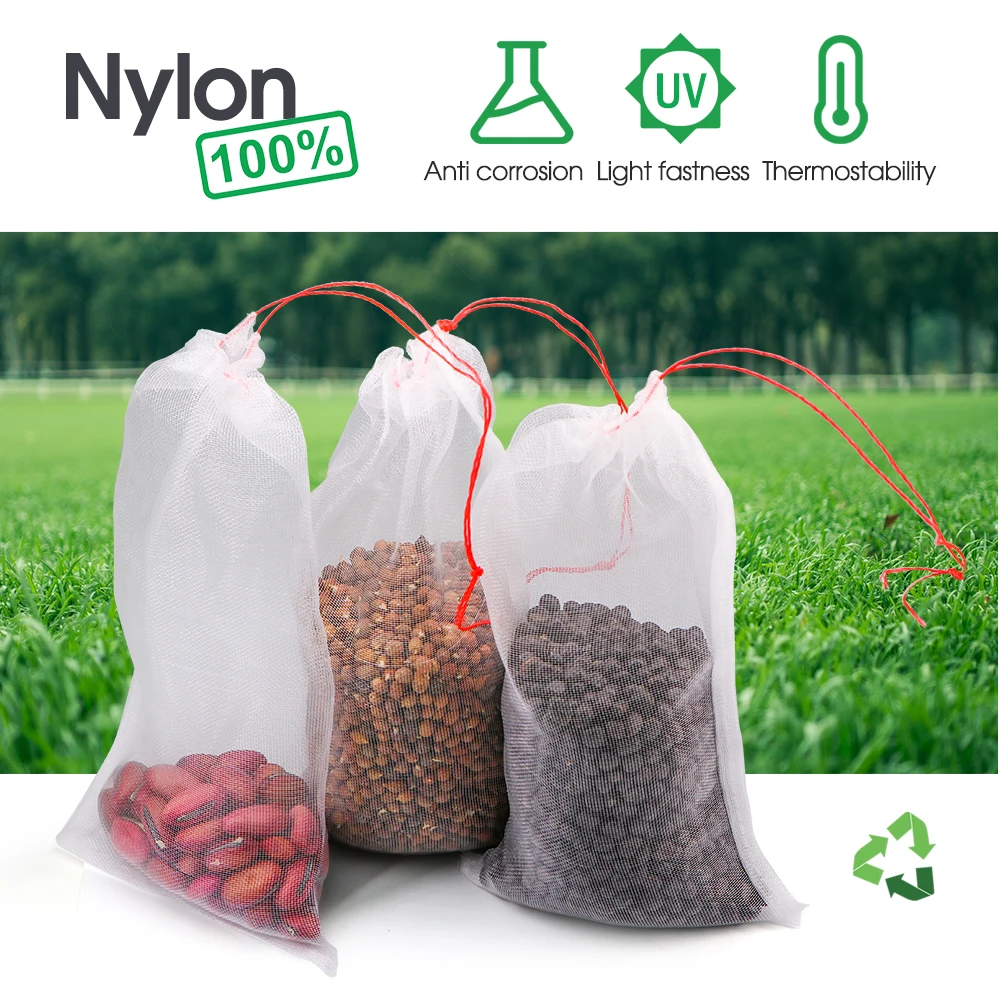 Nylon Grow Fruit Protection Bags With Drawstring For Protecting Plant Flower Vegetable Reusable Mesh Protect Bag Pest Control 3