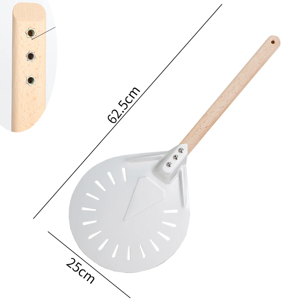 Premium Aluminum Pizza Shovel Peel Lifter Tools Non Slip Wooden Handle Cake Bread Paddle Cheese Cutter Baking Turner Accessorie 5