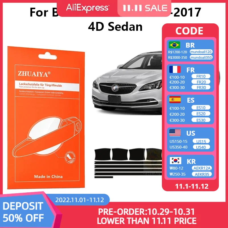 

Защитная пленка ZHUAIYA для красок дверной ручки, ТПУ PPF для Buick LaCrosse 2019-2017 4D, автомобильные аксессуары для седан