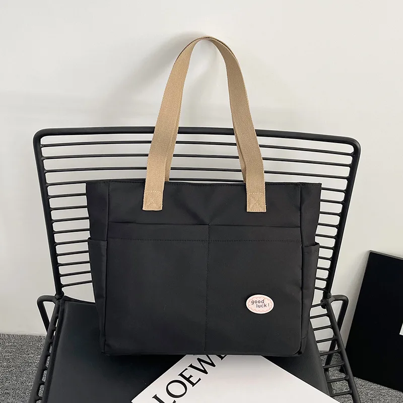 Japanese Style Canvas Tote Bag for Women Commuting Large Capacity Handbag Shoulder Bag for College Students Books School Bags