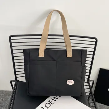 حقيبة يد قماشية على الطراز الياباني للنساء للتنقل حقيبة يد ذات سعة كبيرة حقيبة كتف لطلاب الجامعات والكتب والحقائب المدرسية 4