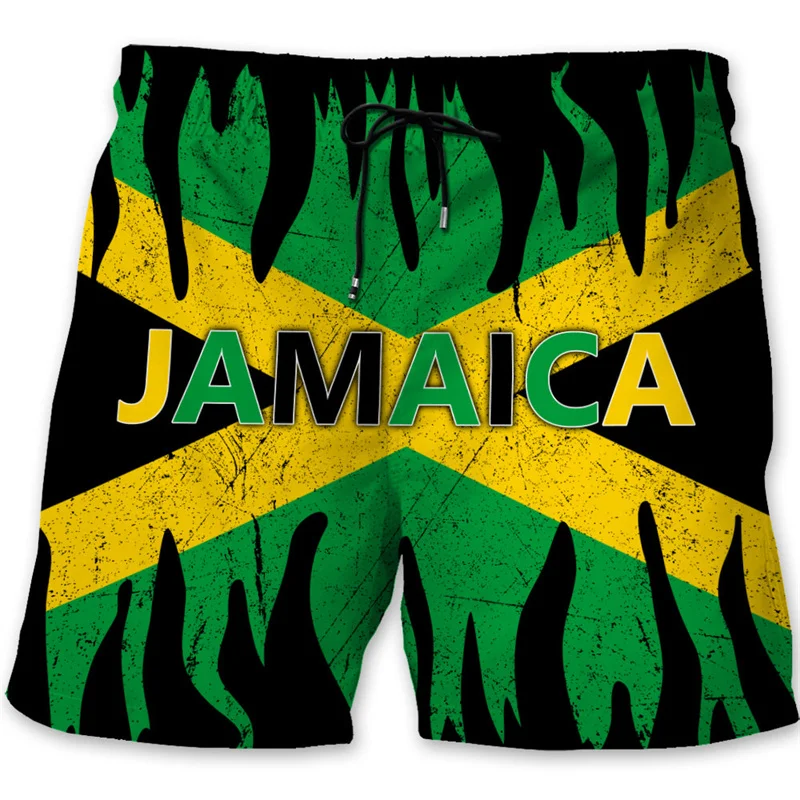 Jamaica 3D Printed Beach Shorts For Men Jamaican Flag Pattern Surf Board Shorts Summer Vacation Swim Trunks Quick Dry Ice Shorts 5