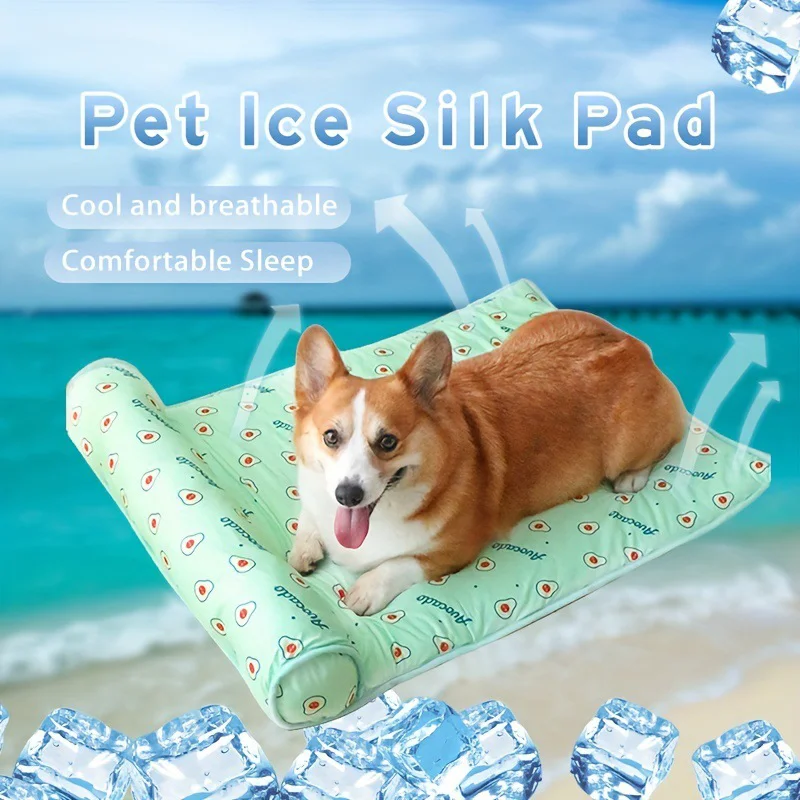 Zomerse ijszijden koelmat voor huisdieren, draagbaar warmteverlichtend kussen, antislip, wasbaar, koel slaapkussen, universeel honden- en kattenbed, anti-hitte_voghion.com