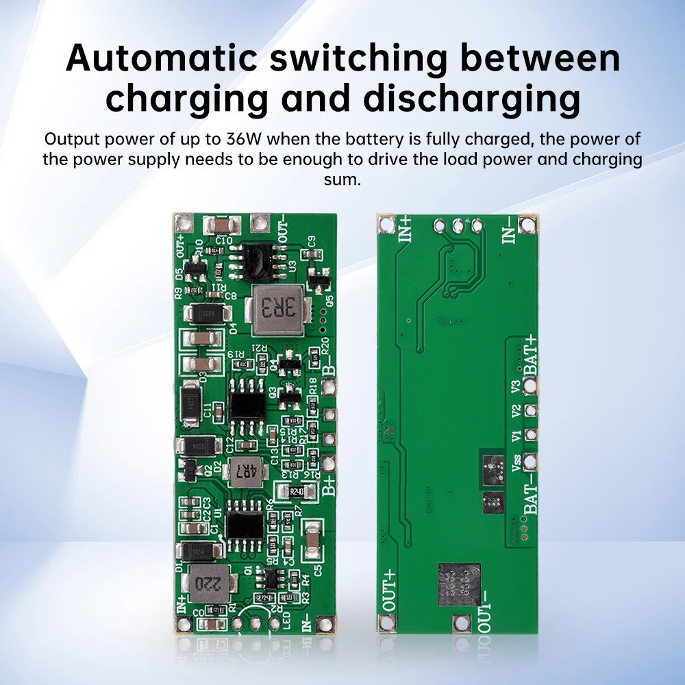 DC 12V 3A 24W 36W High-power Uninterruptible Power Supply Board Lithium Battery Pack UPS Module Automatic Charging Discharging