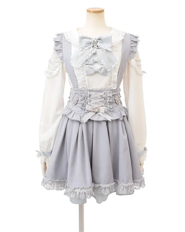 Japanese Liz Mine Mass Production Detachable Suspender Skirt Spring and Autumn Heart Cross Suspender Back Bow Straps Skirt 4