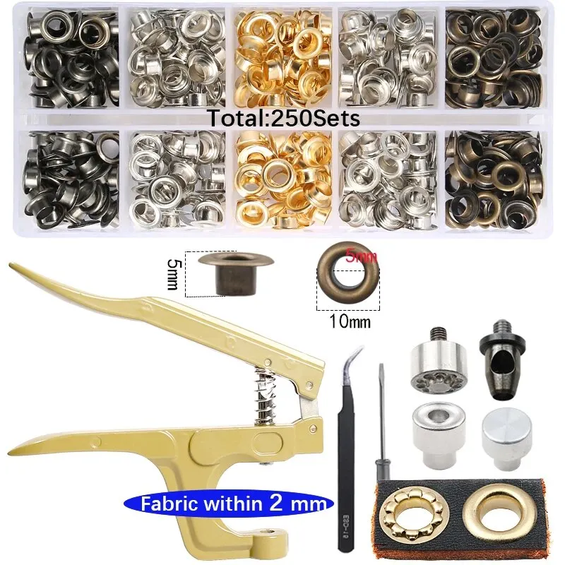 Eyelet Grommet Ring Kit 5/8mm Brass With Pliers For Shoes Bag