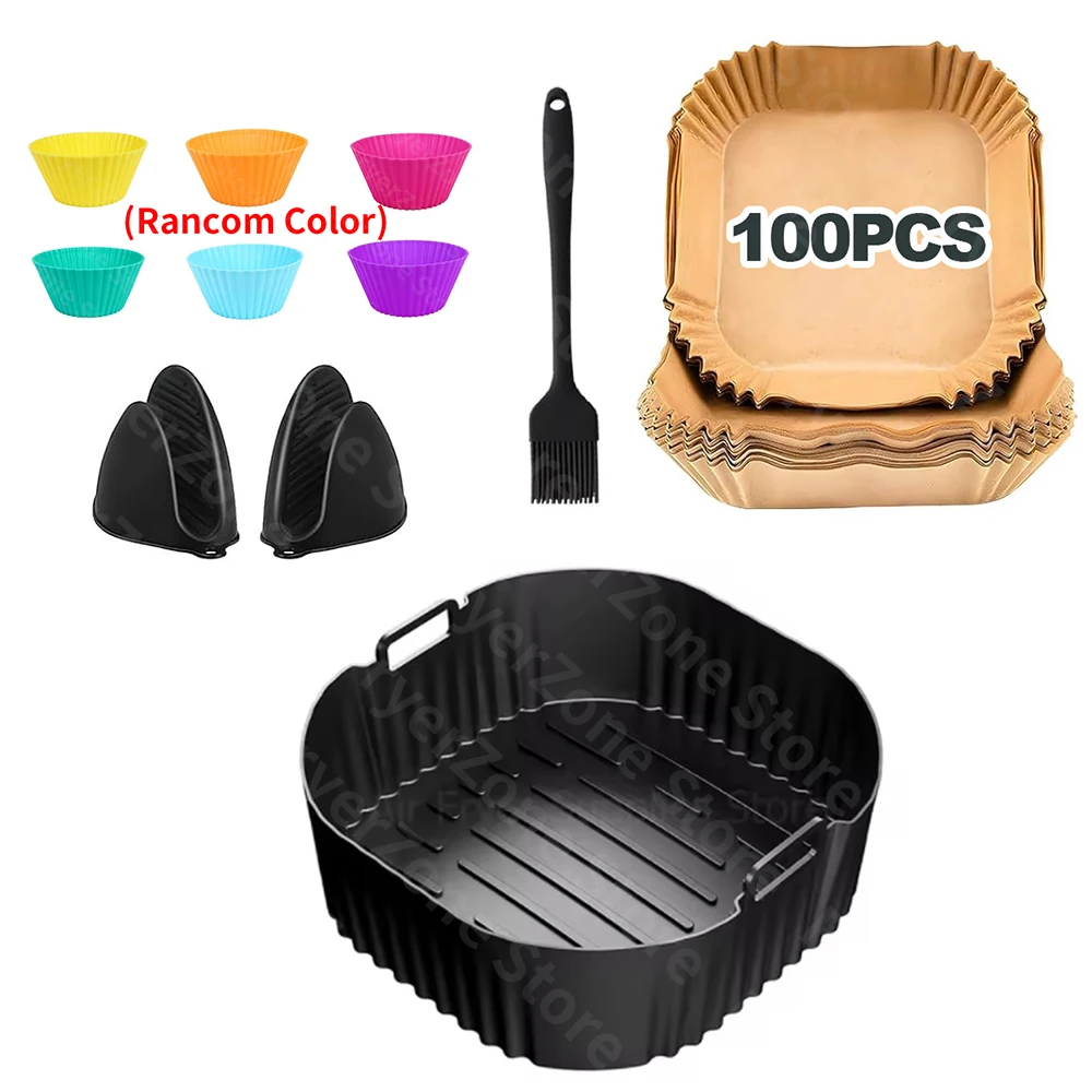 Premium Air Fryer Accessories with Reusable Silicone Liners