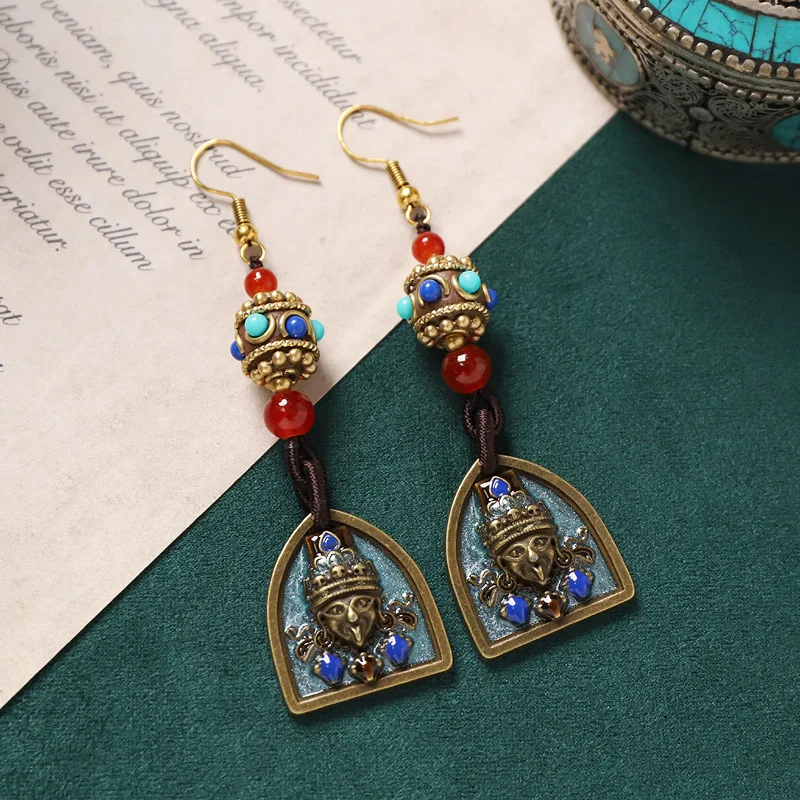Original Design Nepalese Earrings for Women Retro Tibetan Ethnic Style Hand Made Long Tassel Jewelry Exotic Niche Earring Gifts 6