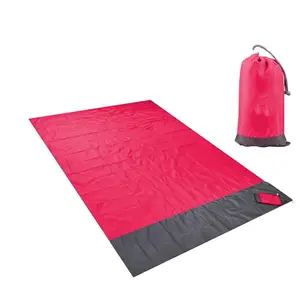 2 Beach Blanket Waterproof Pocket Picnic Sheet Mat Quick Drying Rug Black Red