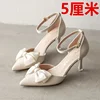 2025 New Medium Heel Heels Womens Shoes Trend Pointed Toe Butterfly Stilettos Elegant Dress Weddings Bridal Party White Designer 5