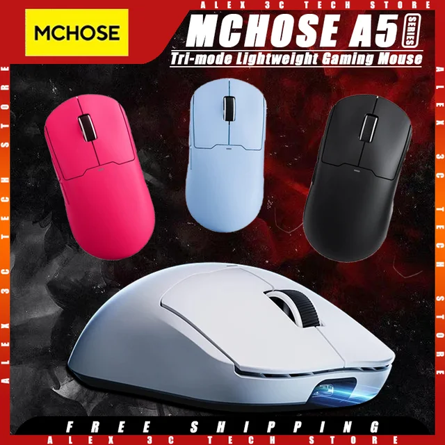 MCHOSE A5 Gaming Mouse Tri-mode Wireless PAW3395 Sensor 4k Polling Rate Lightweight Customized Gamer Mouse Pc Gamer Accessory 1